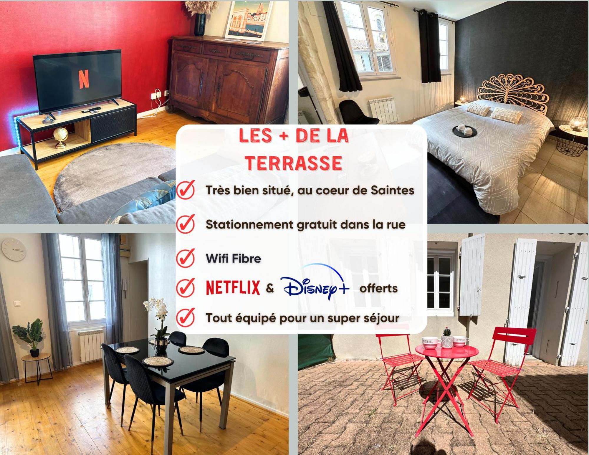 La Terrasse - Parking Gratuit - Fibre - Rdc - Centre Ville 생트 외부 사진